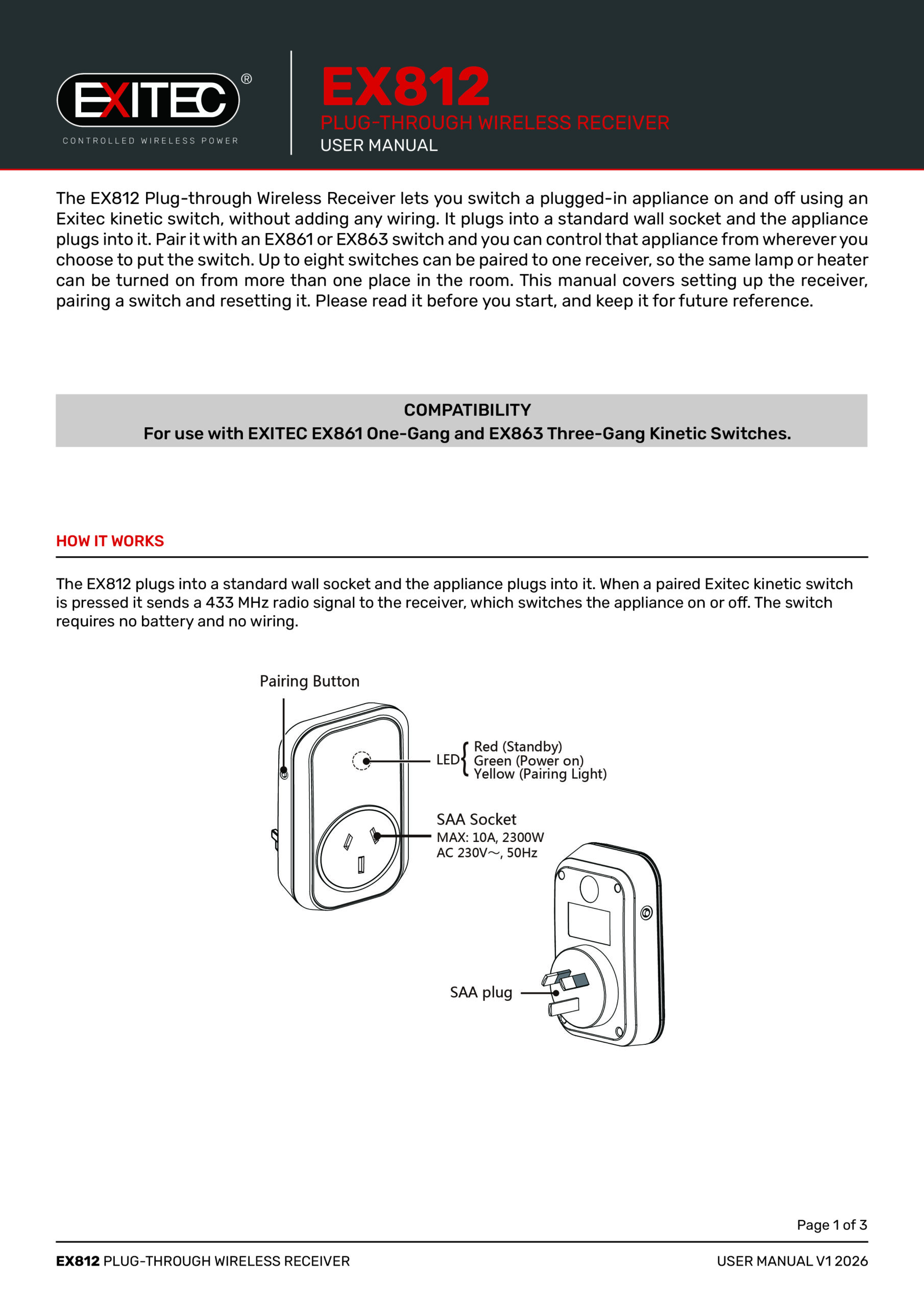 Exitec EX812 Wireless Power Control Set user manual cover
