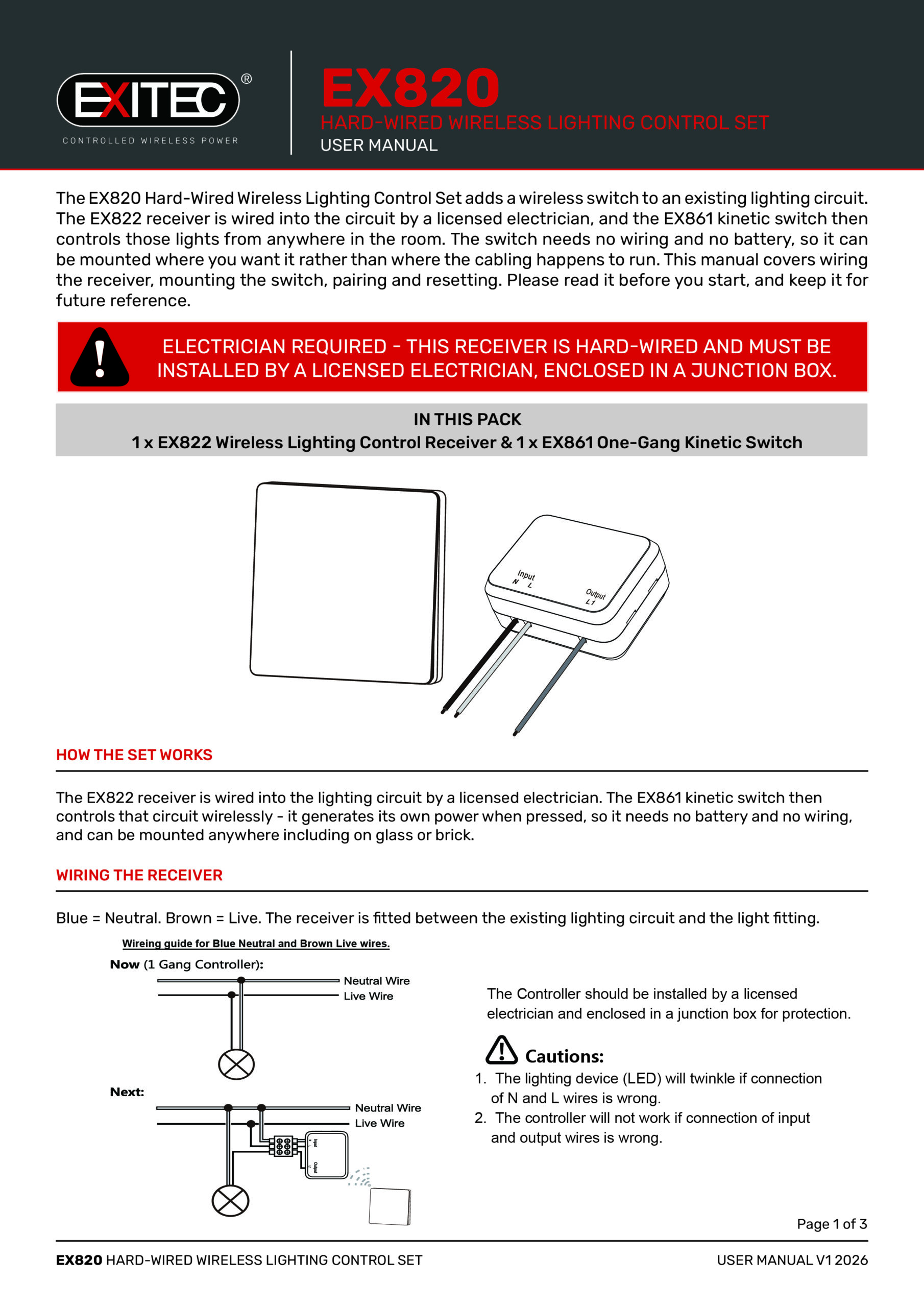 Exitec EX812 Wireless Power Control Set user manual cover