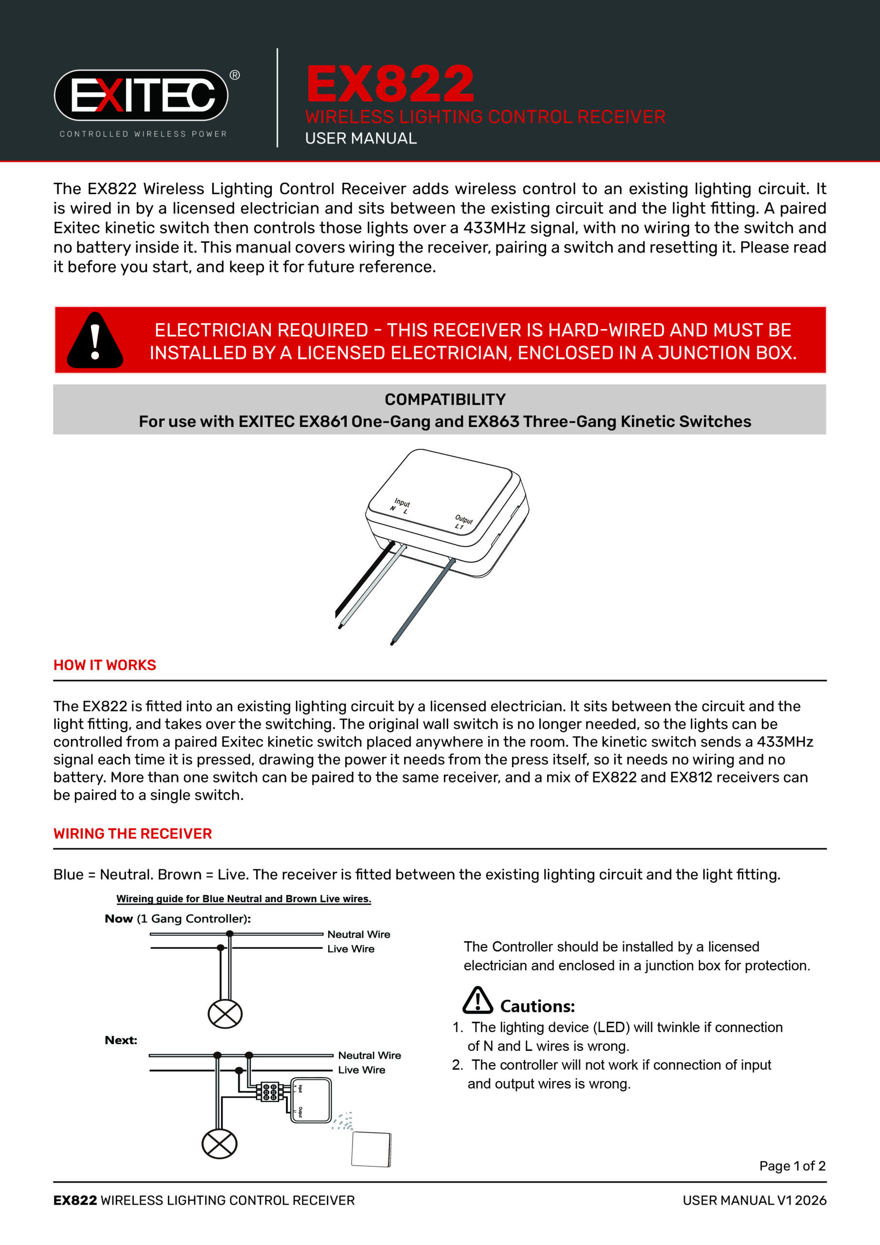 Exitec EX812 Wireless Power Control Set user manual cover