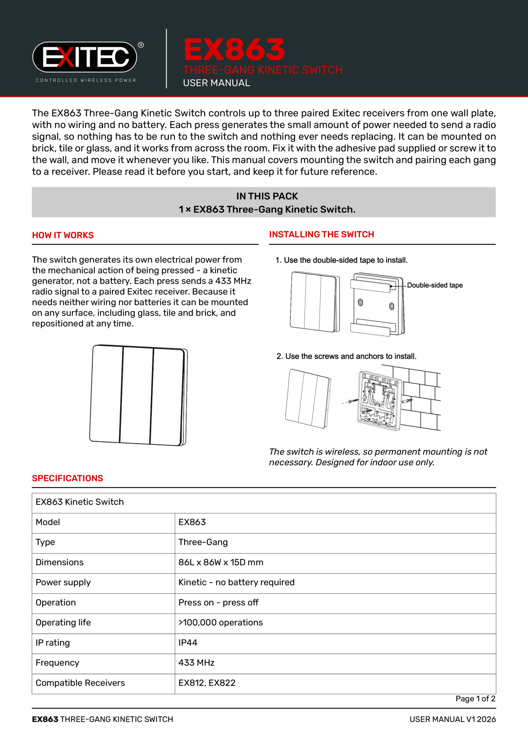 Exitec EX861 Wireless Power Control Set user manual cover